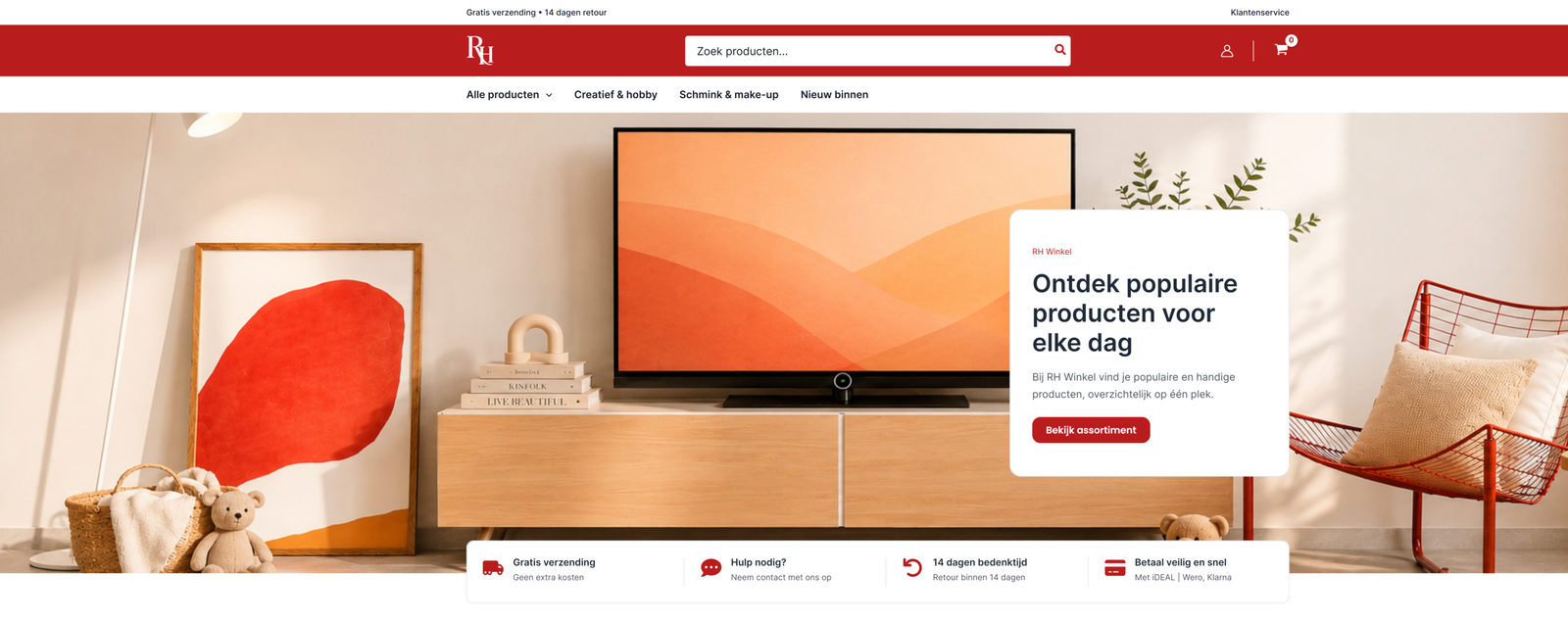 RH Winkel webshop homepage